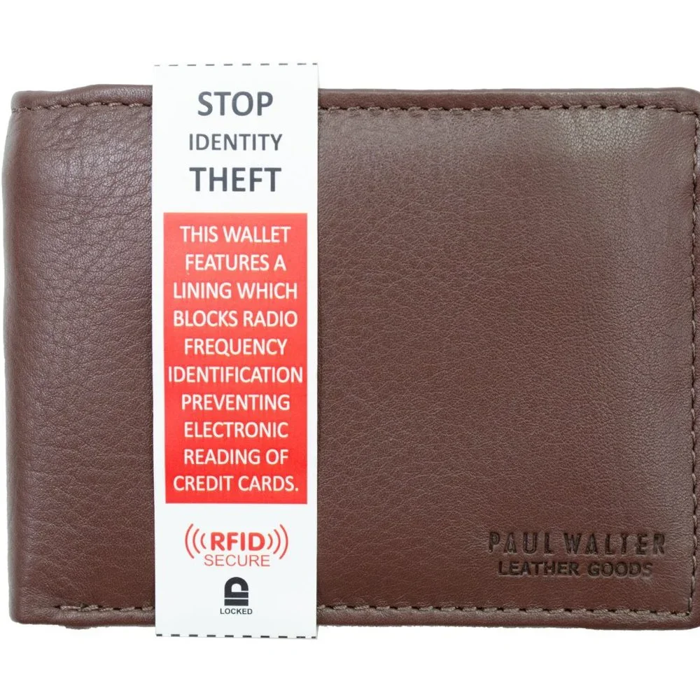 Premium Leather Bifold Wallet with RFID Blocking